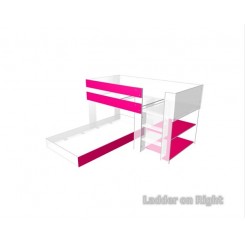 Low Height Loft Bed with Compact Built-In Ladder & End Pull-Out Lower Bed